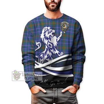 Edmonstone Tartan Sweatshirt with Alba Gu Brath Regal Lion Emblem Unisex - Tartan Vibes Clothing