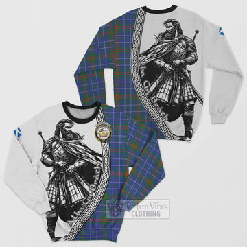 Edmonstone Tartan Clan Crest Sweatshirt with Highlander Warrior Celtic Style Unisex - Tartan Vibes Clothing