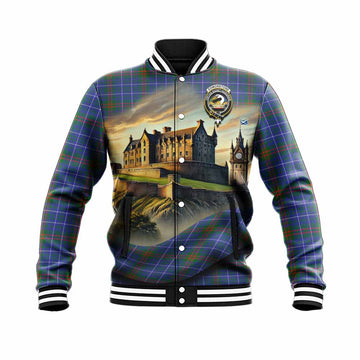 Edmonstone Tartan Family Crest Baseball Jacket with Scottish Ancient Castle Style Unisex - Tartan Vibes Clothing