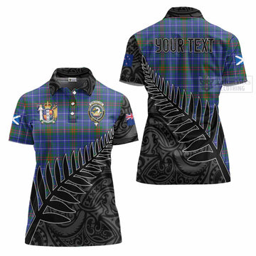 Edmonstone Crest Tartan Women's Polo Shirt with New Zealand Silver Fern Half Style Women - Tartan Vibes Clothing