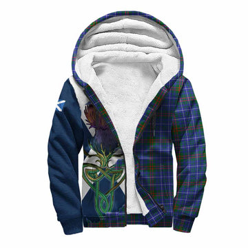Tartan Vibes Clothing Edmonstone Tartan Family Crest Sherpa Hoodie Scottish Thistle Celtic Inspired