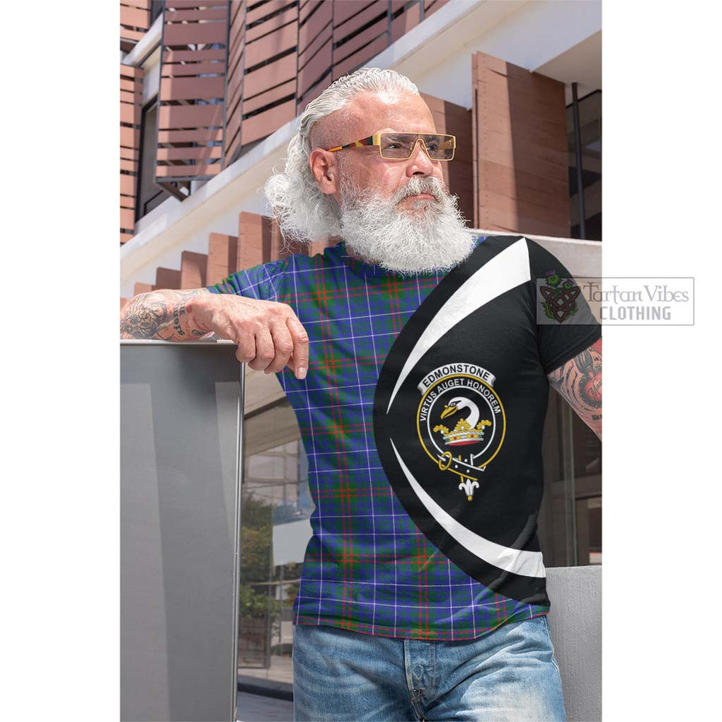 Edmonstone Tartan Cotton T-shirt with Family Crest Circle Style Men's Shirt - Tartan Vibes Clothing