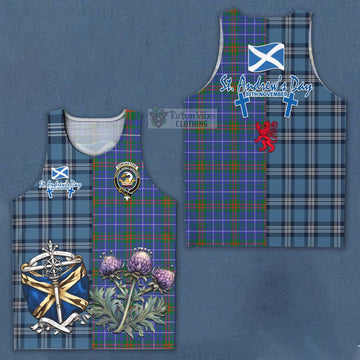 Edmonstone Tartan Men's Tank Top Happy St. Andrew's Day Half Tartan Style Men - Tartan Vibes Clothing