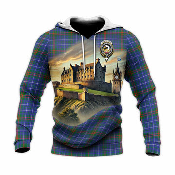Edmonstone Tartan Family Crest Knitted Hoodie with Scottish Ancient Castle Style Unisex Knitted Pullover Hoodie - Tartan Vibes Clothing