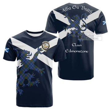 Edmonstone Tartan Lion Rampant Cotton T-shirt Proudly Display Your Heritage with Alba Gu Brath and Clan Name Kid's Shirt - Tartan Vibes Clothing