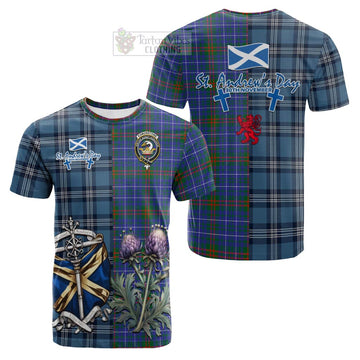 Edmonstone Tartan Cotton T-shirt Happy St. Andrew's Day Half Tartan Style Kid's Shirt - Tartan Vibes Clothing