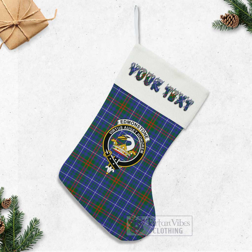 Edmonstone Tartan Family Crest Christmas Stocking with Personalized Text - Tartan Vibes Clothing
