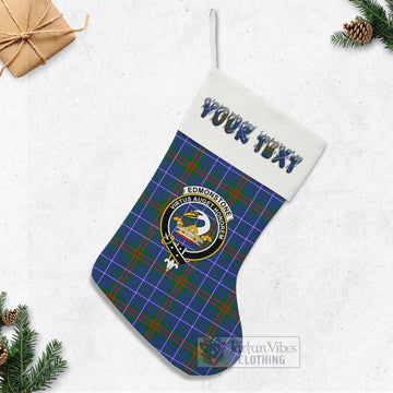 Edmonstone Tartan Family Crest Christmas Stocking with Personalized Text - Tartan Vibes Clothing