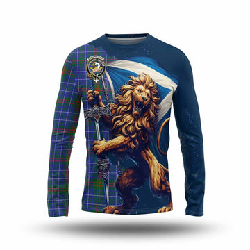 Edmonstone Tartan Family Crest Long Sleeve T-Shirt with Scottish Majestic Lion Unisex - Tartan Vibes Clothing