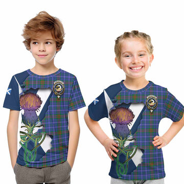 Tartan Vibes Clothing Edmonstone Tartan Family Crest Kid T-Shirt Scottish Thistle Celtic Inspired