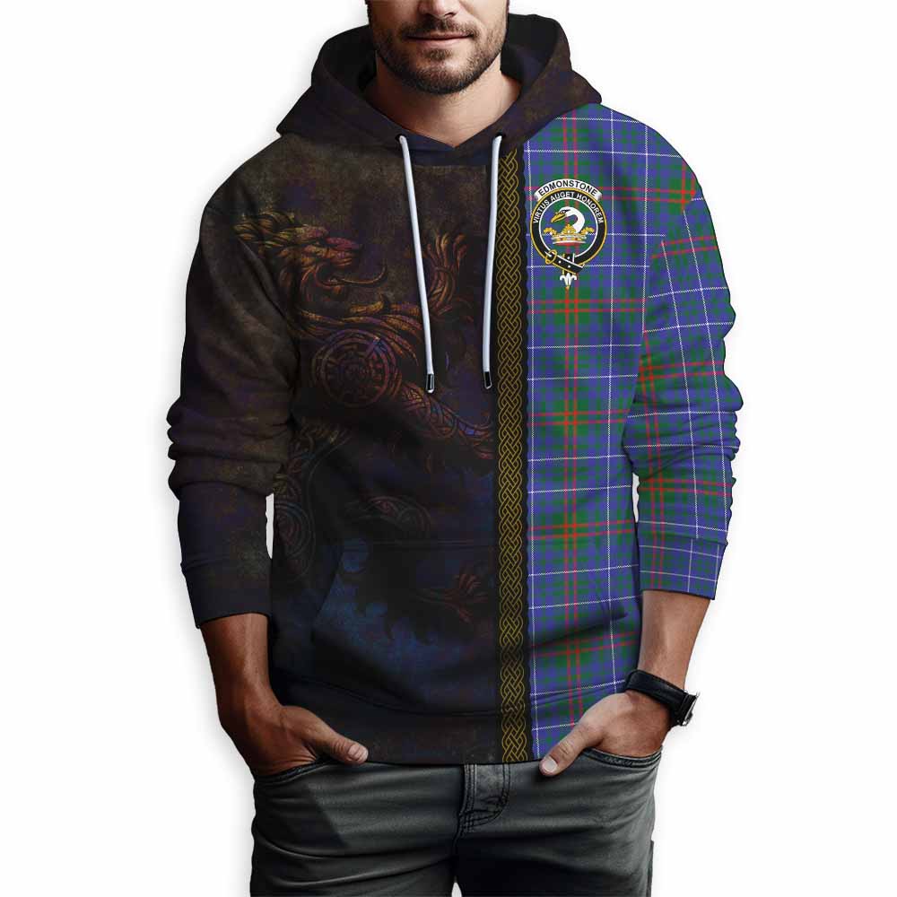 Edmonstone Tartan Family Crest Hoodie Alba Gu Brath Be Brave Lion Ancient Style Pullover Hoodie - Tartan Vibes Clothing
