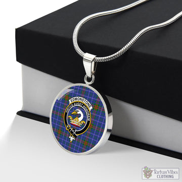 Edmonstone Tartan Circle Necklace with Family Crest Luxury Necklace (Silver) No - Tartan Vibes Clothing