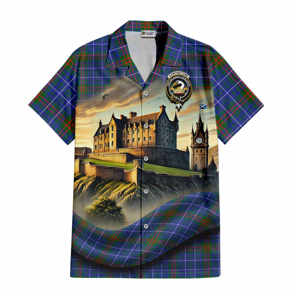 Edmonstone Tartan Family Crest Hawaiian Shirt with Scottish Ancient Castle Style Kid - Tartan Vibes Clothing