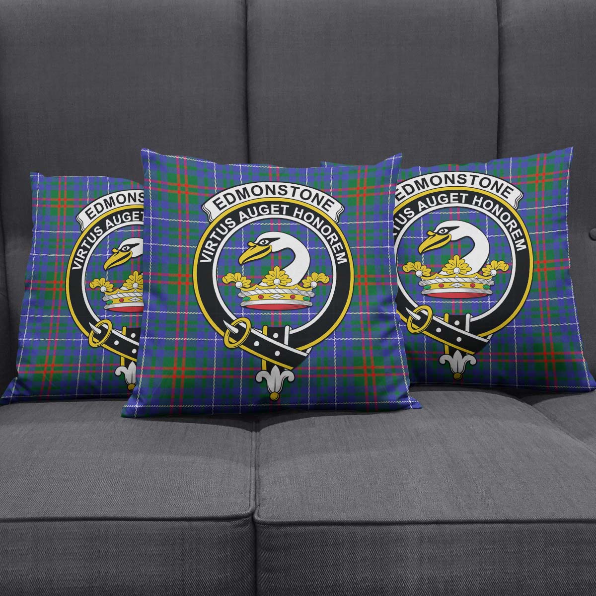Edmonstone Tartan Pillow Cover with Family Crest Rectangle Pillow Cover 51*91cm - Tartan Vibes Clothing