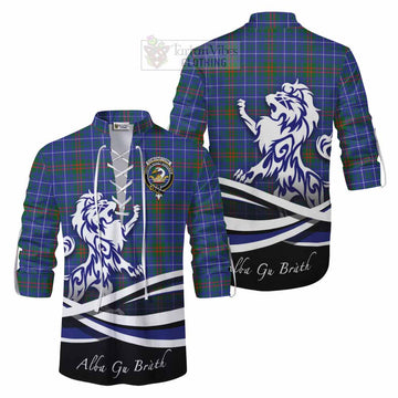 Edmonstone Tartan Ghillie Kilt Shirt with Alba Gu Brath Regal Lion Emblem Men - Tartan Vibes Clothing