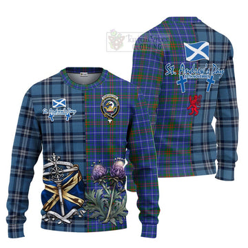 Edmonstone Tartan Knitted Sweater Happy St. Andrew's Day Half Tartan Style Unisex - Tartan Vibes Clothing