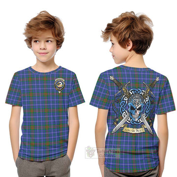 Edmonstone Tartan Kid T-Shirt with Family Crest Celtic Skull Style Youth XL Size14 - Tartan Vibes Clothing