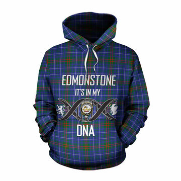 Edmonstone Tartan Cotton Hoodie with Family Crest DNA In Me Style Pullover Hoodie XS - Tartan Vibes Clothing