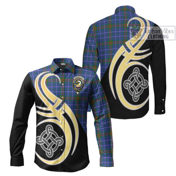 Edmonstone Tartan Long Sleeve Button Shirt with Family Crest and Celtic Symbol Style Men's Shirt S - Tartan Vibes Clothing