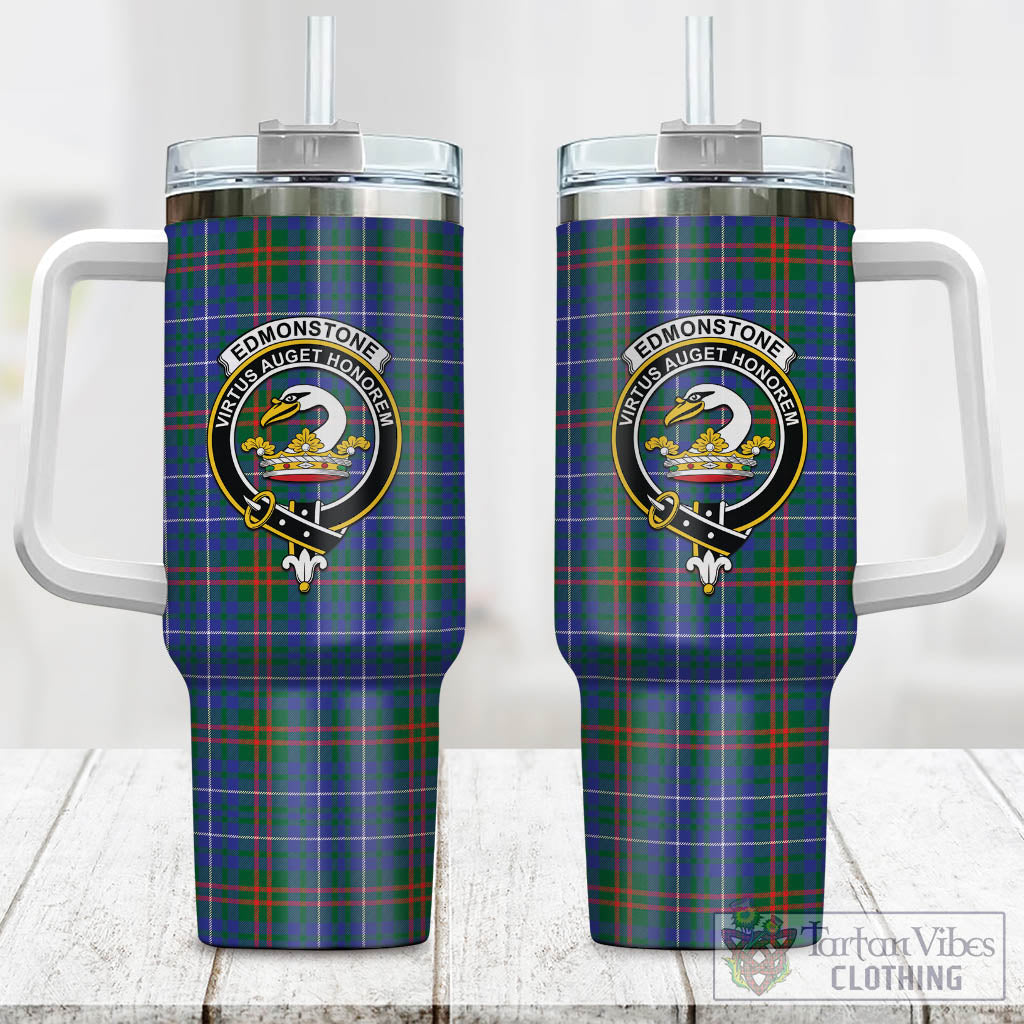Edmonstone Tartan Tumbler with Handle with Family Crest One Size 40 OZ - Tartan Vibes Clothing