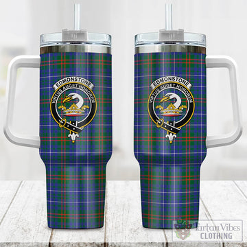 Edmonstone Tartan Tumbler with Handle with Family Crest One Size 40 OZ - Tartan Vibes Clothing