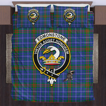 Edmonstone Tartan Bedding Set with Family Crest US Bedding Set - Tartan Vibes Clothing