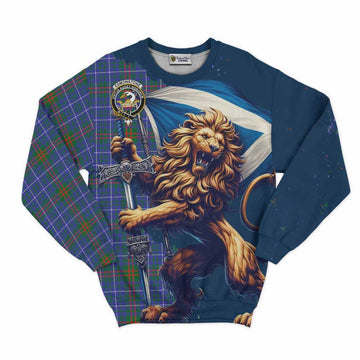 Edmonstone Tartan Family Crest Sweatshirt with Scottish Majestic Lion Unisex - Tartan Vibes Clothing