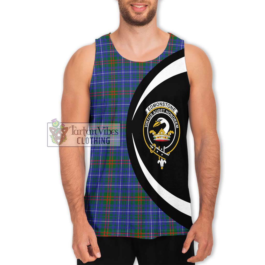 Edmonstone Tartan Men's Tank Top with Family Crest Circle Style Men - Tartan Vibes Clothing