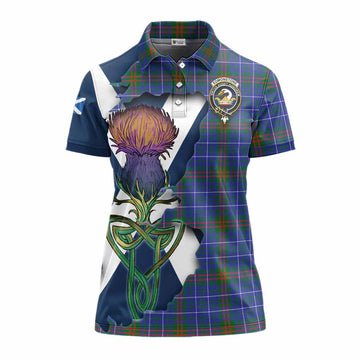 Tartan Vibes Clothing Edmonstone Tartan Family Crest Women's Polo Shirt Scottish Thistle Celtic Inspired