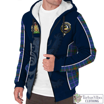 Edmonstone Tartan Sherpa Hoodie with Family Crest and Lion Rampant Vibes Sport Style