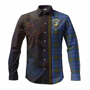 Tartan Vibes Clothing Edmonstone Tartan Family Crest Long Sleeve Button Shirt Alba Gu Brath Be Brave Lion Ancient Style