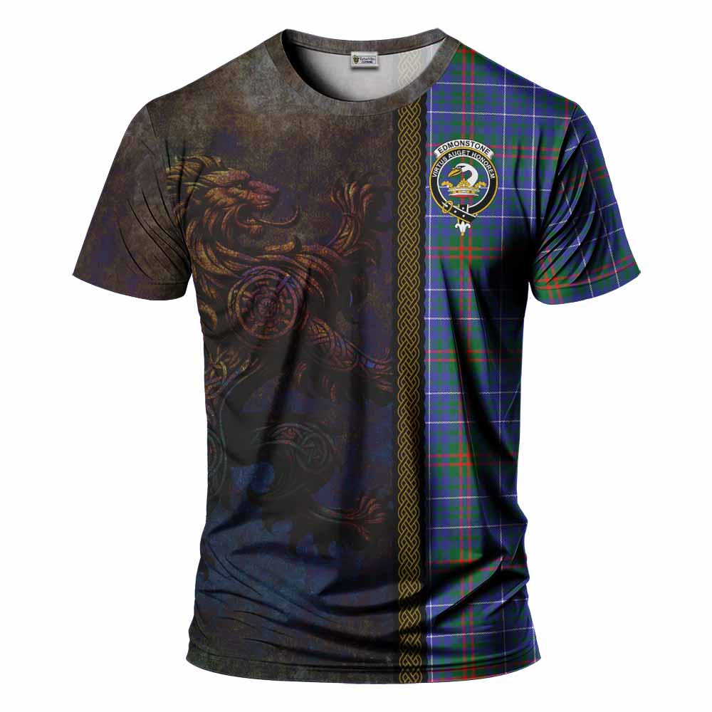 Edmonstone Tartan Family Crest T-Shirt Alba Gu Brath Be Brave Lion Ancient Style Kid's Shirt - Tartan Vibes Clothing