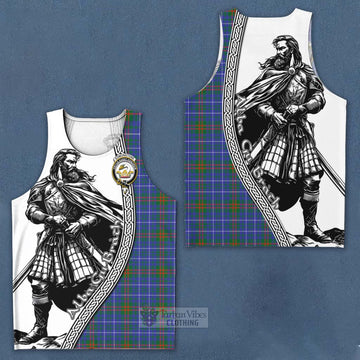 Edmonstone Tartan Clan Crest Men's Tank Top with Highlander Warrior Celtic Style Men - Tartan Vibes Clothing