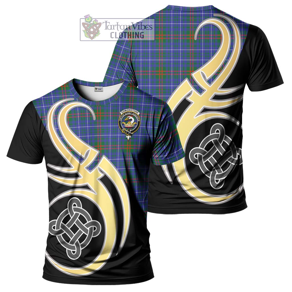 Edmonstone Tartan T-Shirt with Family Crest and Celtic Symbol Style Kid's Shirt - Tartan Vibes Clothing