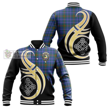 Edmonstone Tartan Baseball Jacket with Family Crest and Celtic Symbol Style Unisex - Tartan Vibes Clothing