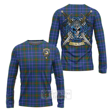 Edmonstone Tartan Long Sleeve T-Shirt with Family Crest Celtic Skull Style Unisex - Tartan Vibes Clothing