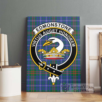 Edmonstone Tartan Canvas Print Wall Art with Family Crest Without Frame - Tartan Vibes Clothing