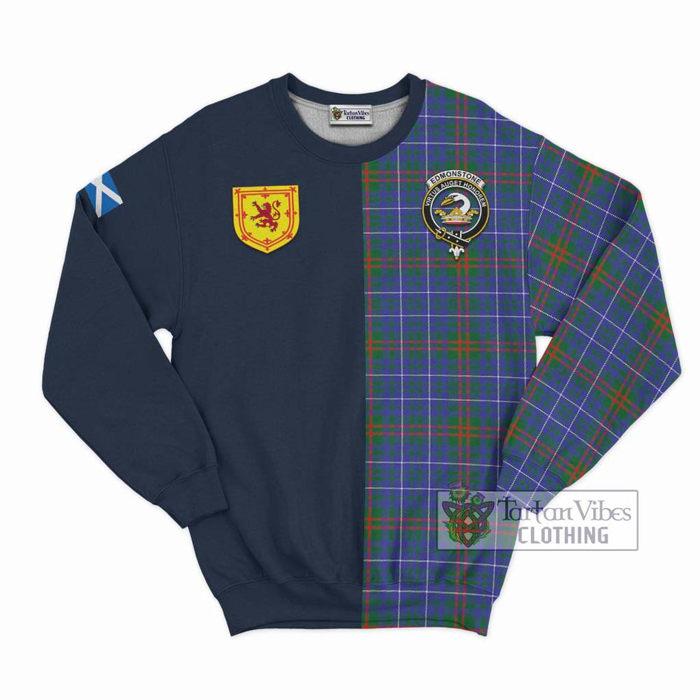 Edmonstone Tartan Sweatshirt Alba with Scottish Lion Royal Arm Half Style Unisex - Tartan Vibes Clothing