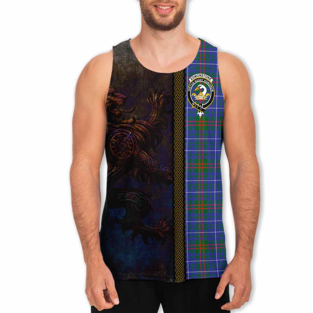 Edmonstone Tartan Family Crest Men's Tank Top Alba Gu Brath Be Brave Lion Ancient Style Men - Tartan Vibes Clothing