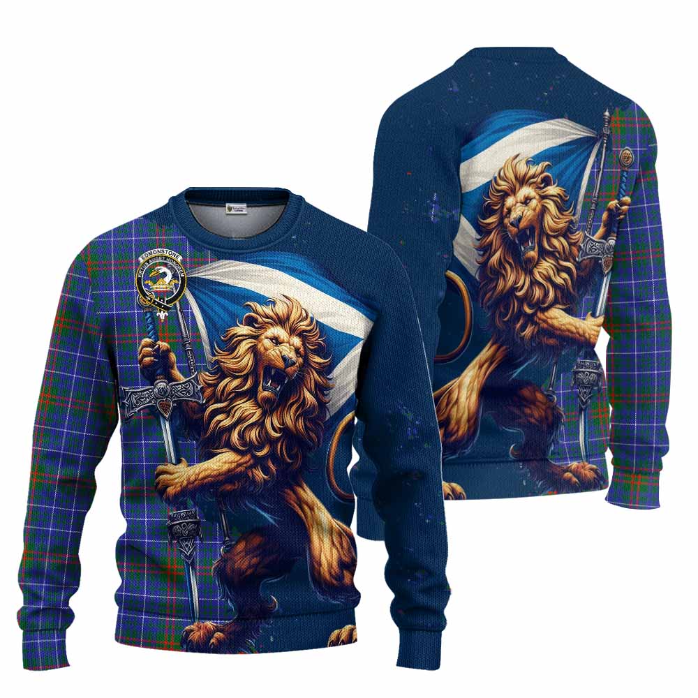 Edmonstone Tartan Family Crest Knitted Sweater with Scottish Majestic Lion Unisex - Tartan Vibes Clothing