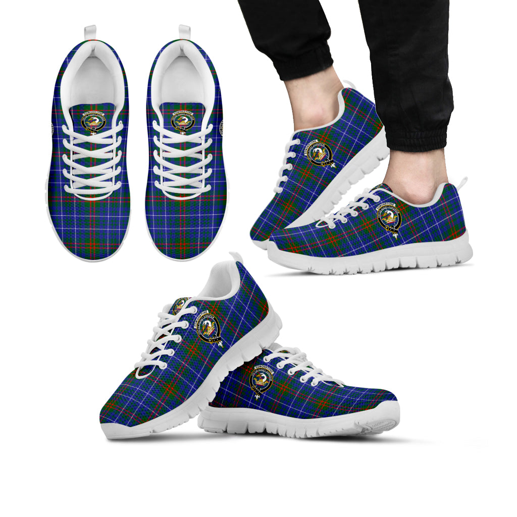 Edmonstone Tartan Sneakers with Family Crest Kid's Sneakers - Tartan Vibes Clothing