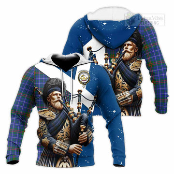 Edmonstone Tartan Knitted Hoodie with Family Crest Scottish Bagpiper Vibes Unisex Knitted Pullover Hoodie - Tartan Vibes Clothing