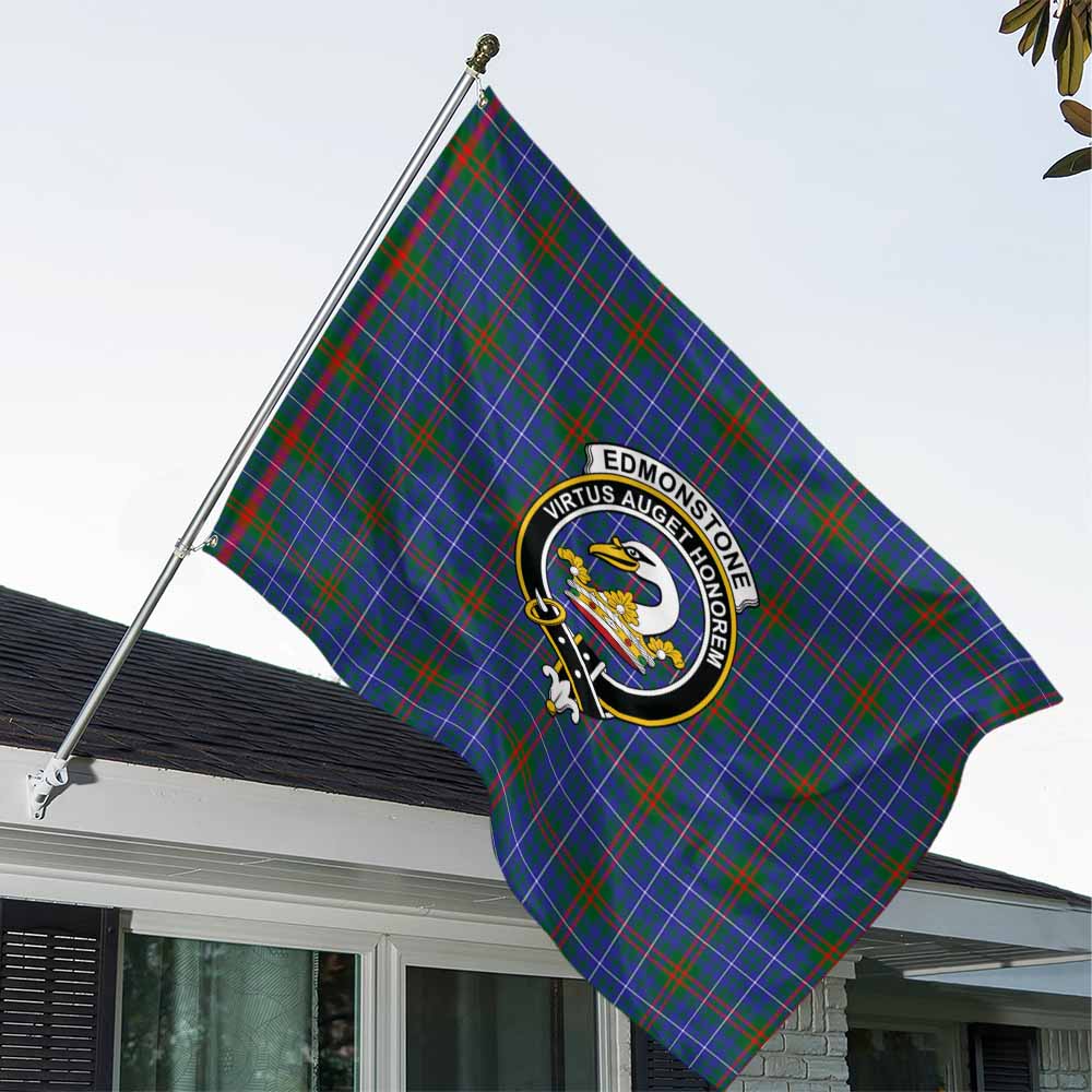 Tartan Vibes Clothing Edmonstone Tartan House Flag with Family Crest