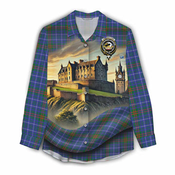 Edmonstone Tartan Family Crest Women's Casual Shirt with Scottish Ancient Castle Style Female - Tartan Vibes Clothing