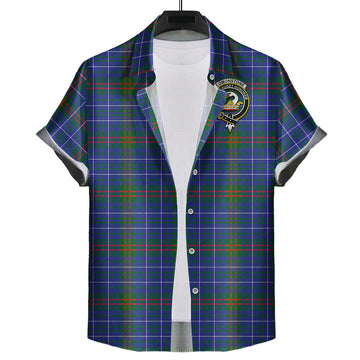 Edmonstone Tartan Short Sleeve Button Down Shirt with Family Crest
