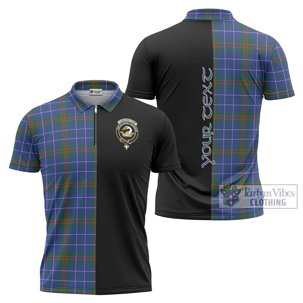 Edmonstone Tartan Zipper Polo Shirt with Family Crest and Half Of Me Style Unisex - Tartanvibesclothing Shop
