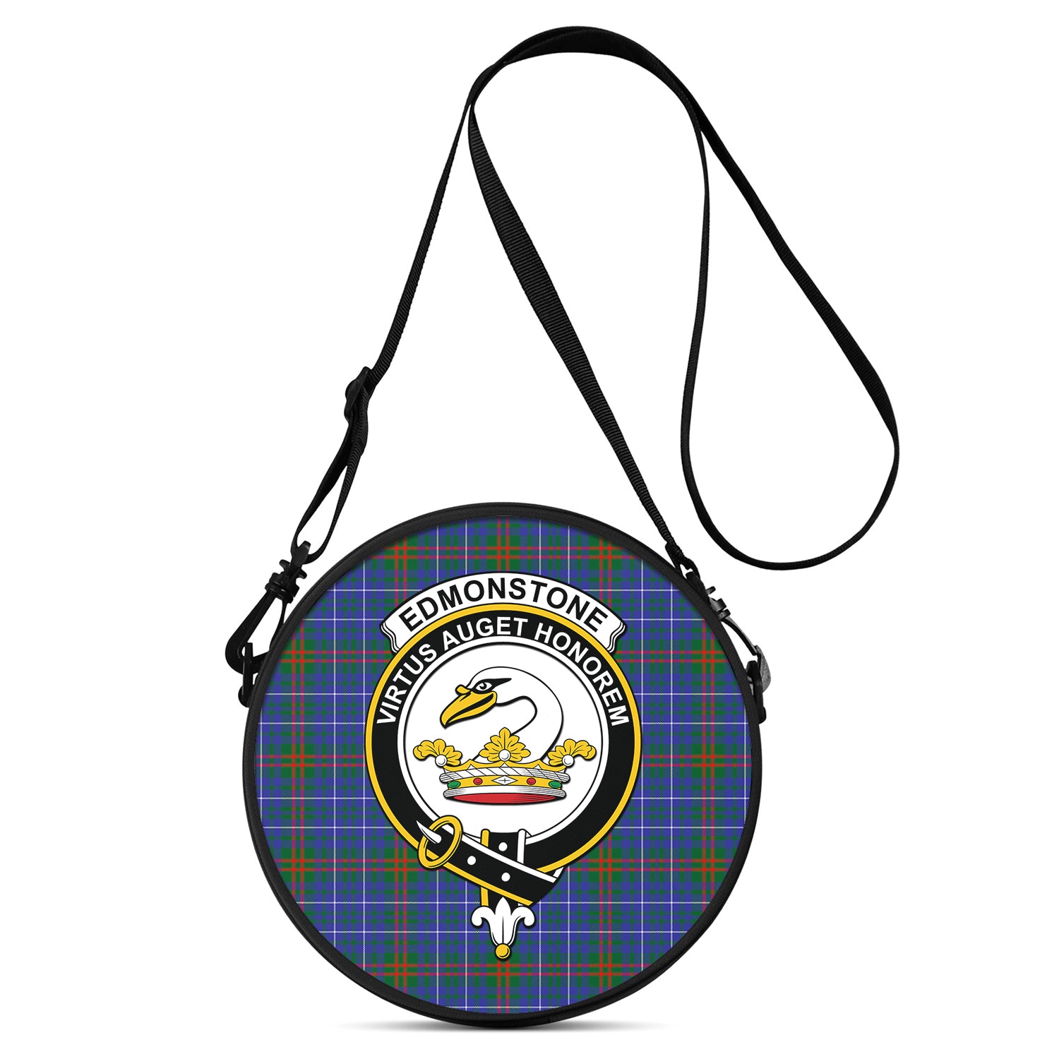 Edmonstone Tartan Round Satchel Bags with Family Crest One Size 9*9*2.7 inch - Tartan Vibes Clothing
