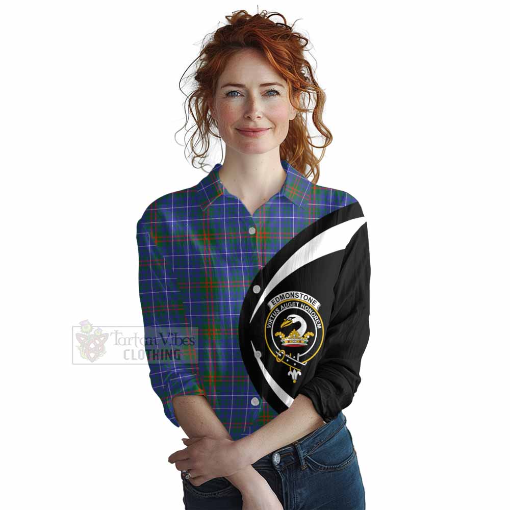 Edmonstone Tartan Women's Casual Shirt with Family Crest Circle Style Female - Tartan Vibes Clothing
