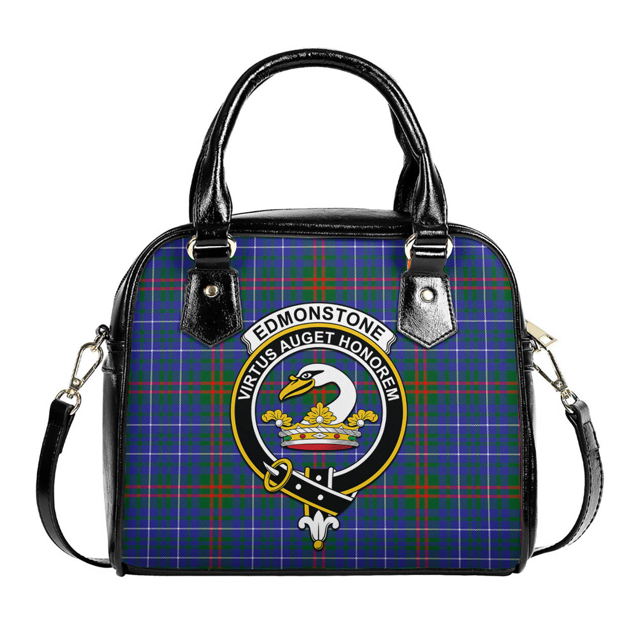 Edmonstone Tartan Shoulder Handbags with Family Crest One Size 9*21*24 cm (3.54*8.27*9.45 inches) - Tartan Vibes Clothing