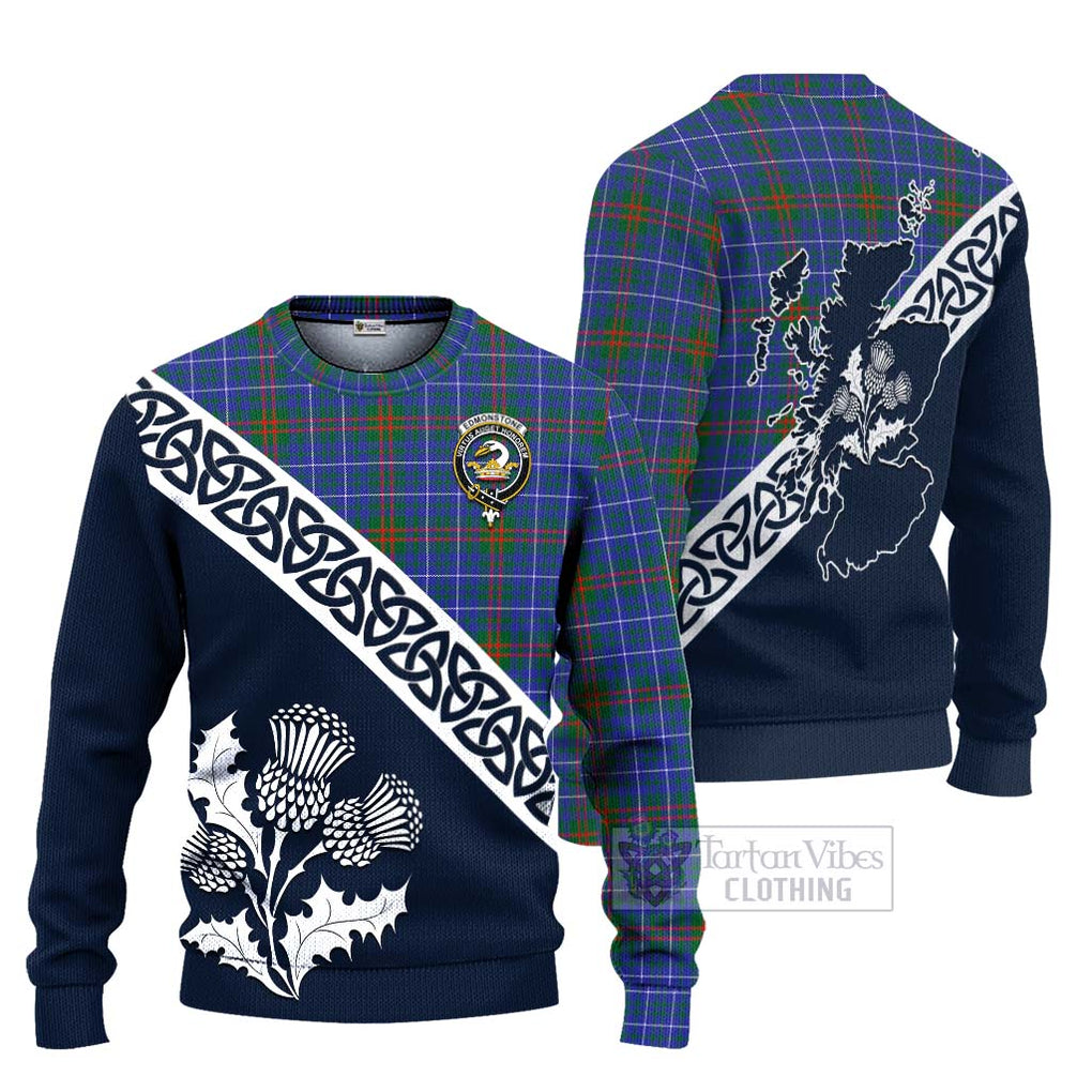 Edmonstone Tartan Ugly Sweater Featuring Thistle and Scotland Map Unisex - Tartan Vibes Clothing